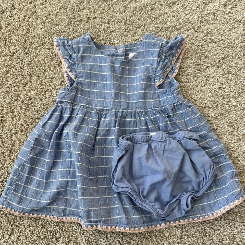 Cat & Jack Baby Girl Stripe Plaid Flutter Sleeve Dress Easter- Size 6-9 Months - Picture 8 of 10